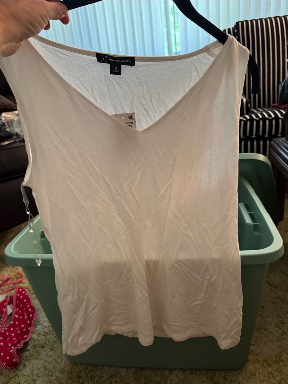 INC International Concepts Cream V-Neck Sleeveless Camisole